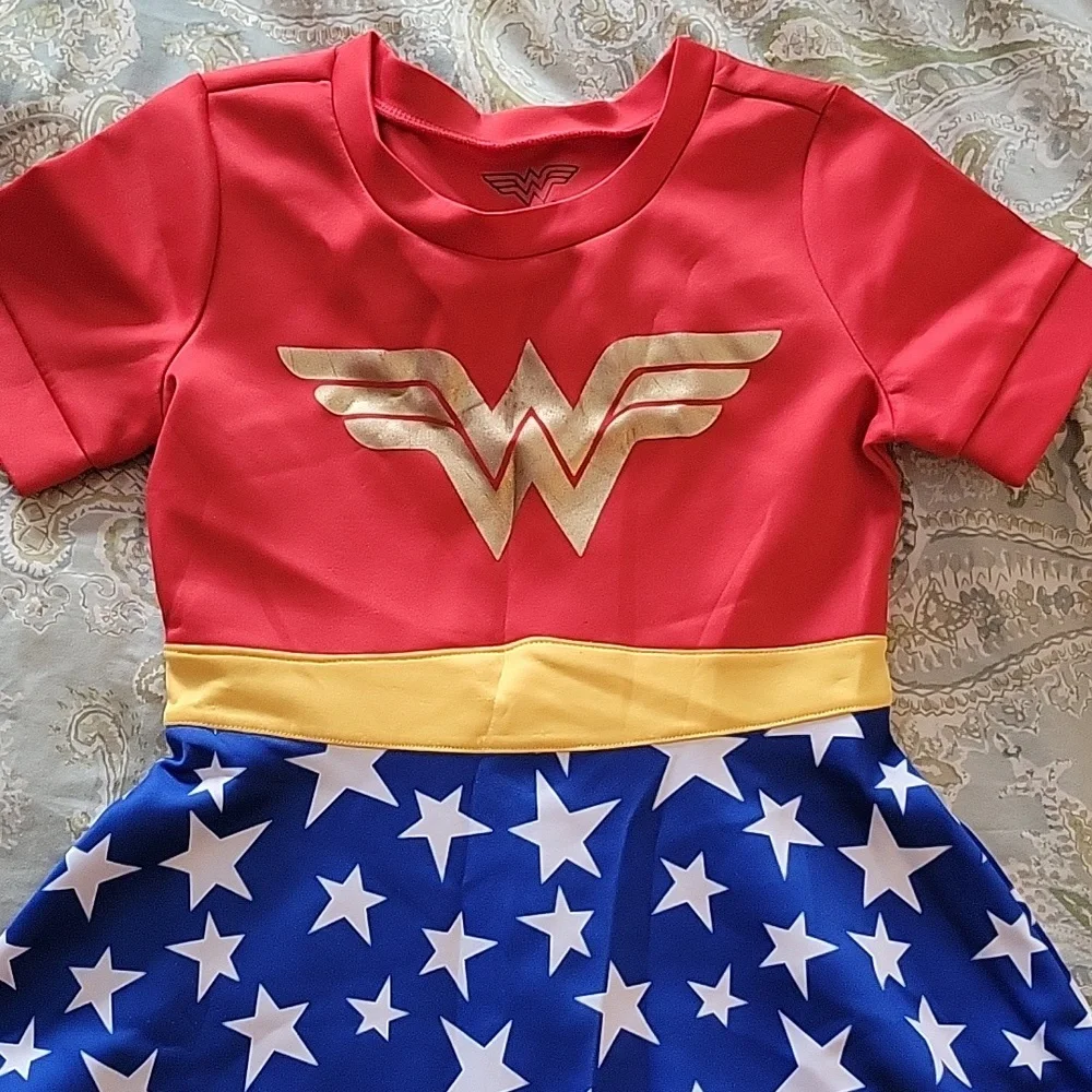 WONDER WOMAN Superhero Costume Dress - Red, Blue, and Gold